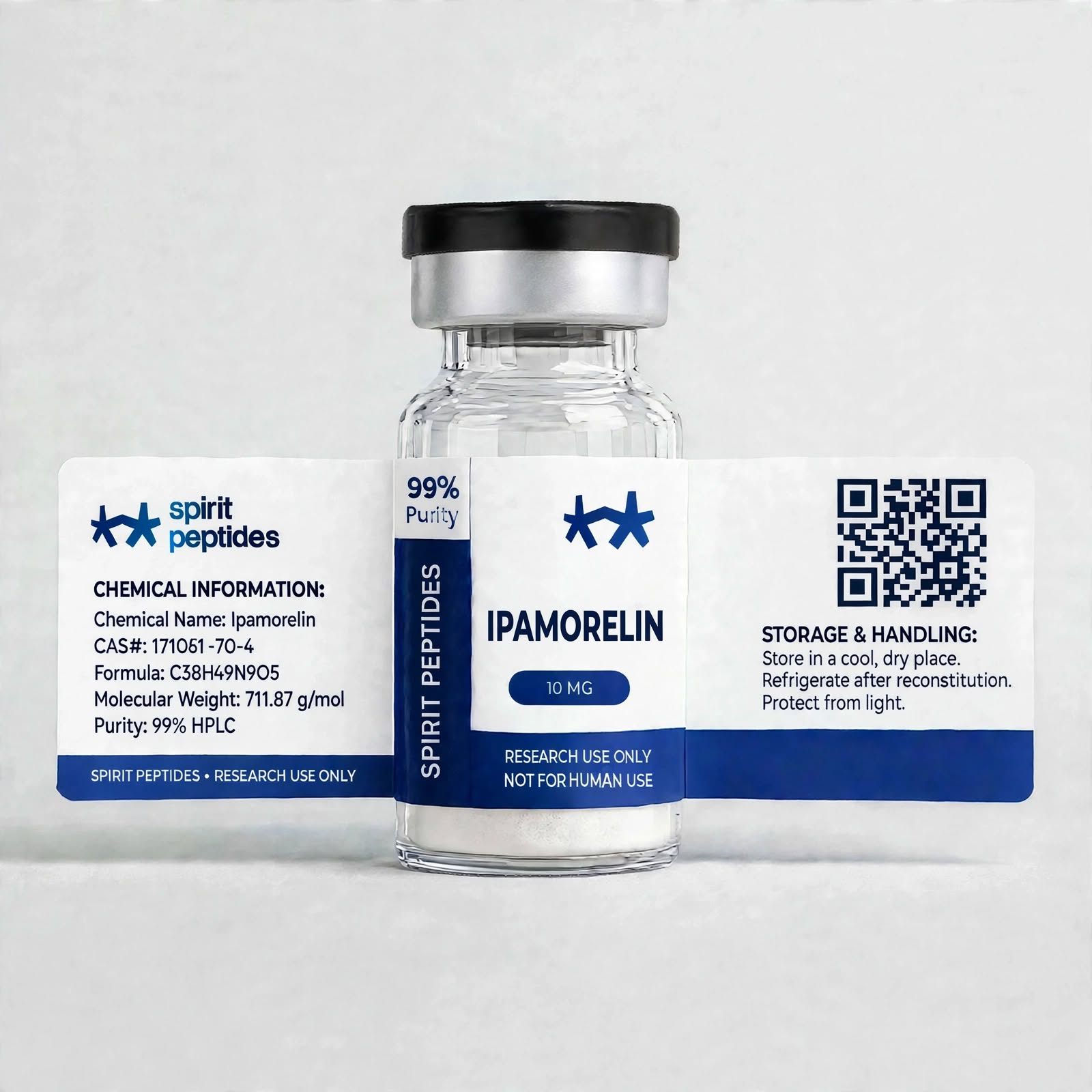 Ipamorelin 10mg – Research Peptide, Lyophilized Vial – Spirit Peptides