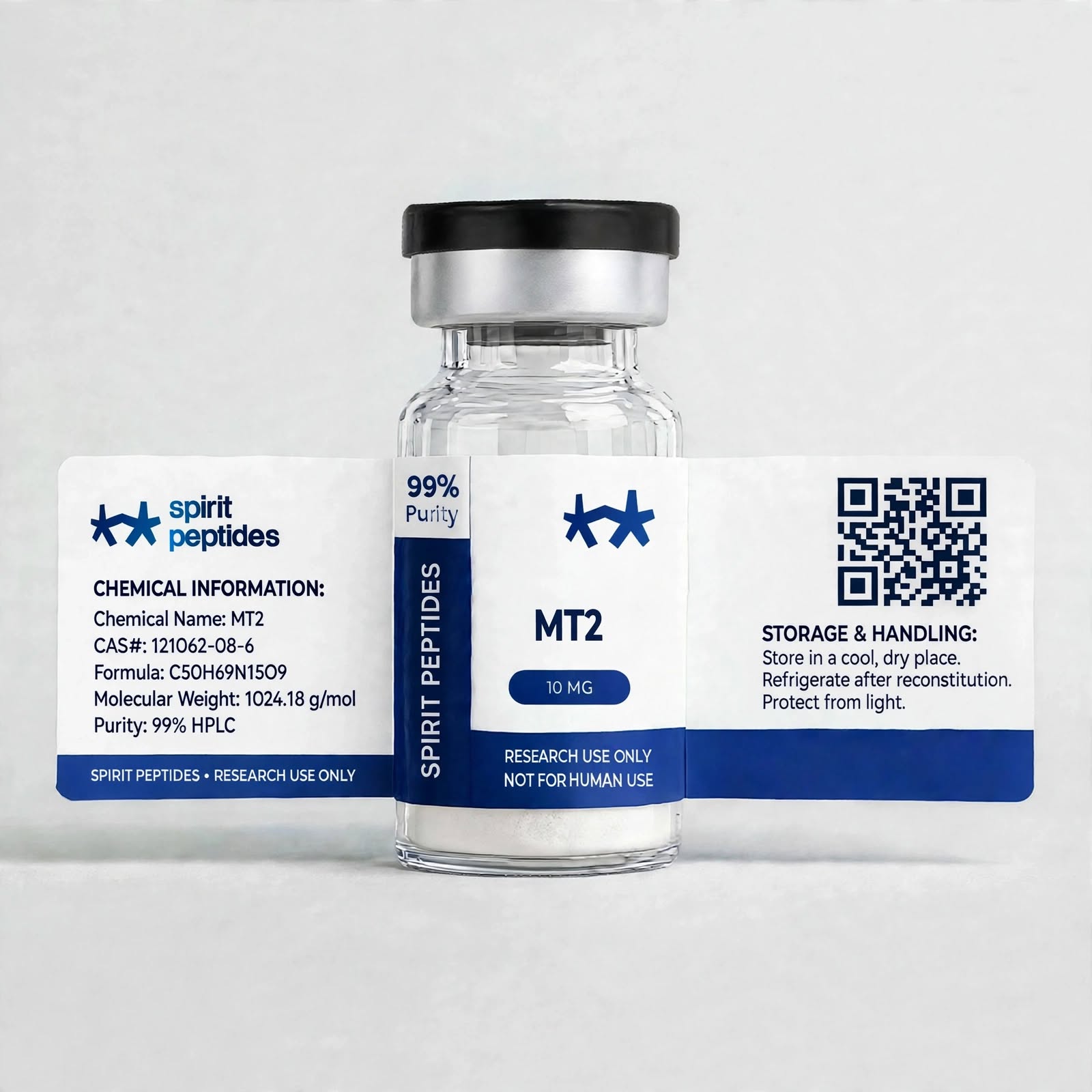 MT2 Melanotan 2 10mg 2 Research Peptide, Lyophilized Vial – Spirit Peptides